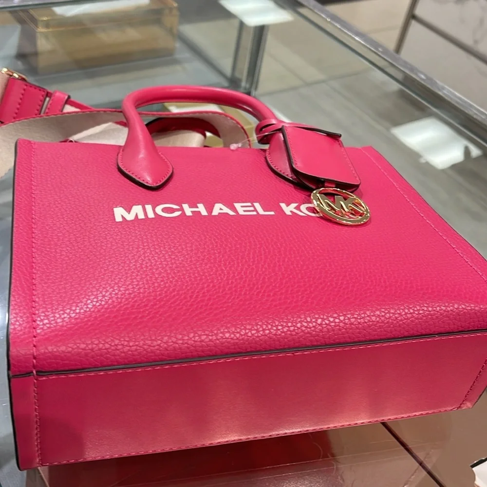 Michael Kors Mirella Small Pebbled Leather Shopper Crossbody XBODY Bag MK NWT